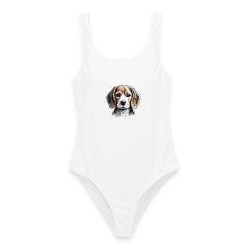 Beagle Line Portrait - Frauen Badeanzug - Weiß - Vorne - AI Model Female 172 dark (172cm)