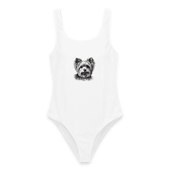 Yorkie Porträt - Frauen Badeanzug - Weiß - Vorne - AI Model Female 172 dark (172cm)