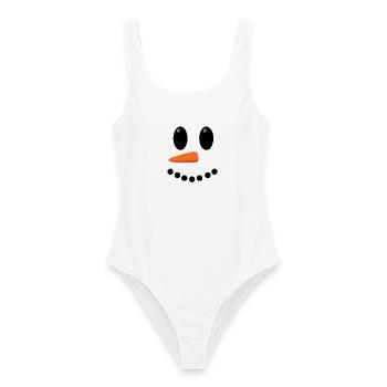 Schneemann Gesicht, Schneemann - Frauen Badeanzug - Weiß - Vorne - AI Model Female 172 dark (172cm)