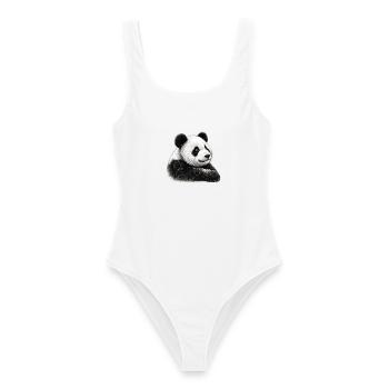 Panda Illustration - Frauen Badeanzug - Weiß - Vorne - AI Model Female 172 dark (172cm)