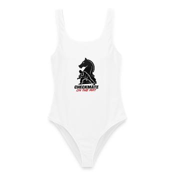 Schachmatt auf der Matte – BJJ - Frauen Badeanzug - Weiß - Vorne - AI Model Female 172 dark (172cm)