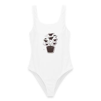 Papierflug-Pflanzenzauber - Frauen Badeanzug - Weiß - Vorne - AI Model Female 172 dark (172cm)