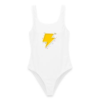 Rayon dynamique en jaune et noir - Maillot de bain femme - blanc - Devant - AI Model Female 172 dark (172cm)