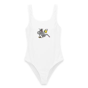 Souris ivre de bière et de fromage - Maillot de bain femme - blanc - Devant - AI Model Female 172 dark (172cm)