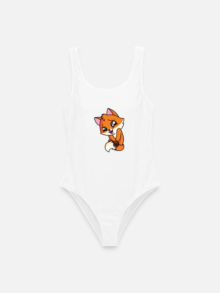 Glücklicher Fuchs - Frauen Badeanzug - Weiß