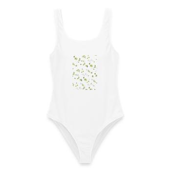Feuilles d’automne Feuilles d’été Motif - Maillot de bain femme - blanc - Devant - AI Model Female 172 dark (172cm)