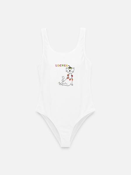 Erdbeeren Katze - Frauen Badeanzug - Weiß