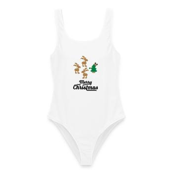 T-shirts amusants pour Noël - Maillot de bain femme - blanc - Devant - AI Model Female 172 dark (172cm)
