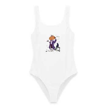 Dashing pumpkin in Purple Coat - Women's Swimsuit - white - Front - AI Model Female 172 dark (172cm)