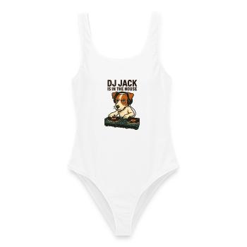 Jack Russell Terrier DJ Platines Cadeau Techno - Maillot de bain femme - blanc - Devant - AI Model Female 172 dark (172cm)