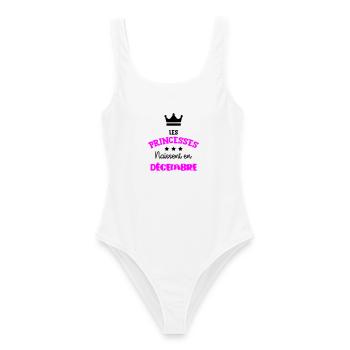 Cadeau naissance bébé fille Décembre Princesses - Maillot de bain femme - blanc - Devant - AI Model Female 172 dark (172cm)