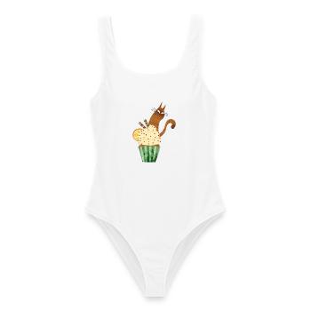 Mignonne conception de cupcakes pour chats, nourriture Kawaii pour chats drôle - Maillot de bain femme - blanc - Devant - AI Model Female 172 dark (172cm)