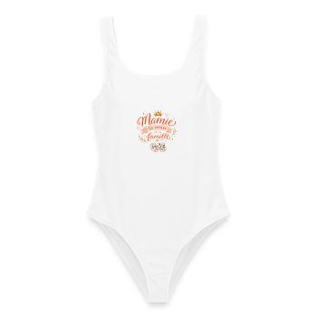 Mamie La Reine De La Famille - Cadeau Mamie - Maillot de bain femme - blanc - Devant - AI Model Female 172 dark (172cm)