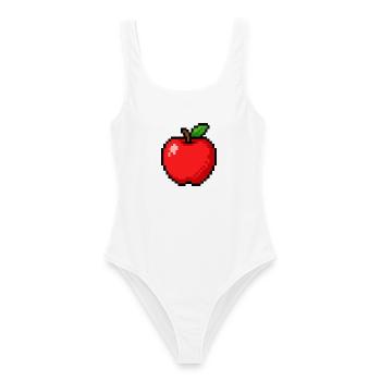 Apfel Pixel Obst - Frauen Badeanzug - Weiß - Vorne - AI Model Female 172 dark (172cm)