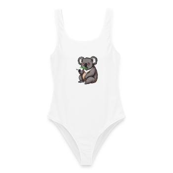 Cartoon Koala raucht Gras - Frauen Badeanzug - Weiß - Vorne - AI Model Female 172 dark (172cm)