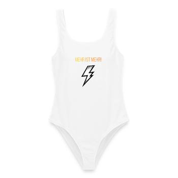 Mehr Ist Mehr – Elektrischer Blitz - Frauen Badeanzug - Weiß - Vorne - AI Model Female 172 dark (172cm)
