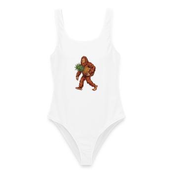 Bigfoot trägt Ananas - Frauen Badeanzug - Weiß - Vorne - AI Model Female 172 dark (172cm)
