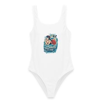 Rockabilly Forever: Vintage Pin-Up Girl - Frauen Badeanzug - Weiß - Vorne - AI Model Female 172 dark (172cm)