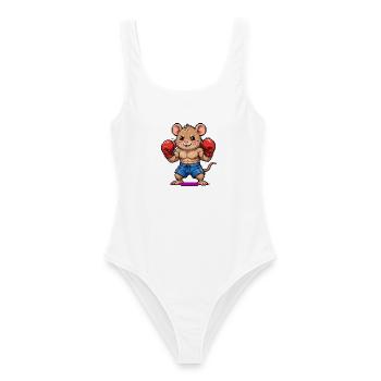 Maus Boxer - Lustiges Pixel Art Boxing  - Frauen Badeanzug - Weiß - Vorne - AI Model Female 172 dark (172cm)