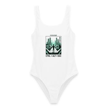 Cyberpunk Skyline Ctrl Alt Esc - Frauen Badeanzug - Weiß - Vorne - AI Model Female 172 dark (172cm)