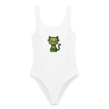 Grüne Zombie-Katze - Frauen Badeanzug - Weiß - Vorne - AI Model Female 172 dark (172cm)