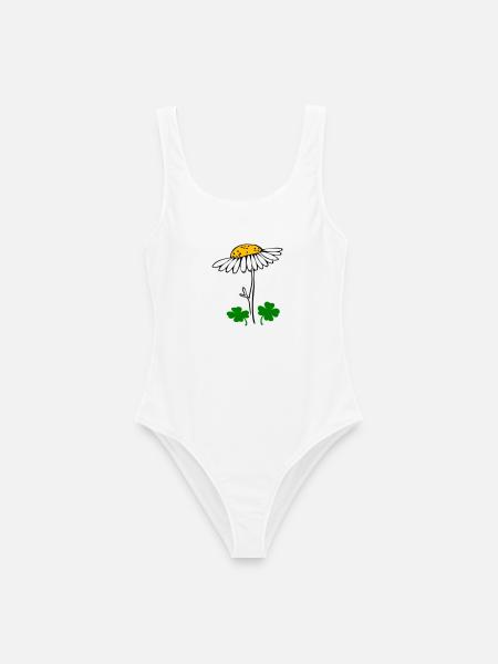 Glücksklee, Kamillenblüte - Frauen Badeanzug - Weiß
