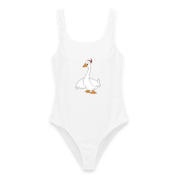 des animaux drôles pour Noël - Maillot de bain femme - blanc - Devant - AI Model Female 172 dark (172cm)