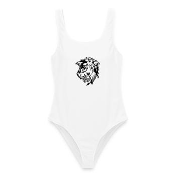 Tête de Border Collie - Maillot de bain femme - blanc - Devant - AI Model Female 172 dark (172cm)