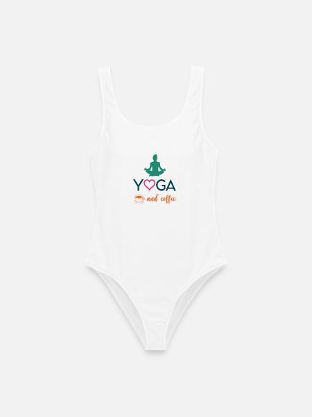 Yoga und Kaffee - Frauen Badeanzug - Weiß