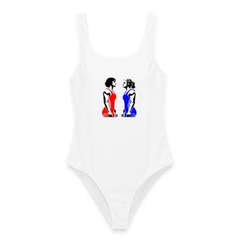 Lutte féminine - Maillot de bain femme - blanc - Devant - AI Model Female 172 dark (172cm)