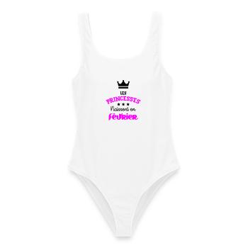Princesse née en Février Cadeau Anniversaire - Maillot de bain femme - blanc - Devant - AI Model Female 172 dark (172cm)