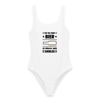 Ein Tag Ohne Bier Ist Möglich, Aber Sinnlos! POS2C - Frauen Badeanzug - Weiß - Vorne - AI Model Female 172 dark (172cm)
