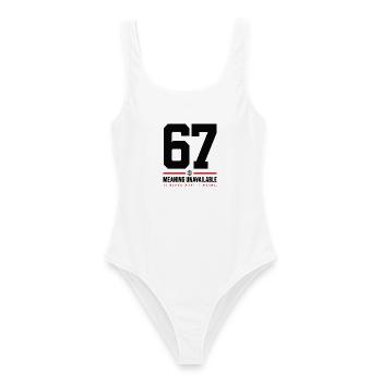 67 Bedeutung Unverfügbar - Frauen Badeanzug - Weiß - Vorne - AI Model Female 172 dark (172cm)