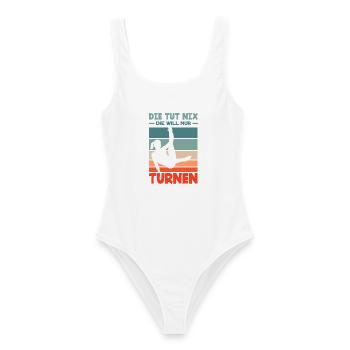 Turnen Turnerin Geräteturnen Gymnastik Geschenk - Frauen Badeanzug - Weiß - Vorne - AI Model Female 172 dark (172cm)