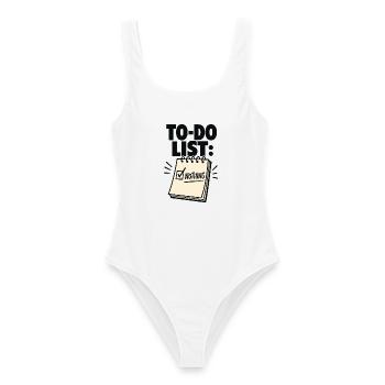 To-Do List Nothing – Lustiger Faulenzer Spruch - Frauen Badeanzug - Weiß - Vorne - AI Model Female 172 dark (172cm)