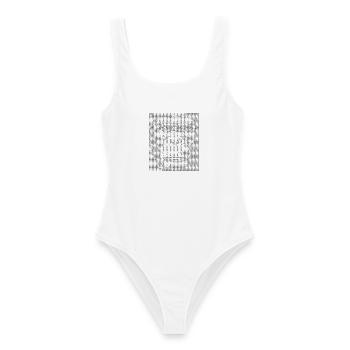 Affen-ASCII-Gesicht - Frauen Badeanzug - Weiß - Vorne - AI Model Female 172 dark (172cm)
