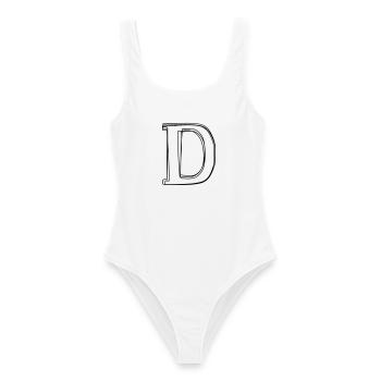 Buchstabe D handgezeichnet - Frauen Badeanzug - Weiß - Vorne - AI Model Female 172 dark (172cm)