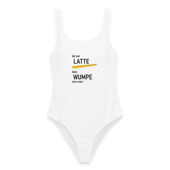 Ist mir Latte bzw Wumpe - Frauen Badeanzug - Weiß - Vorne - AI Model Female 172 dark (172cm)
