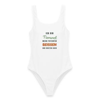Tierarzt Meine Patienten beissen - Lustig Spruch - Frauen Badeanzug - Weiß - Vorne - AI Model Female 172 dark (172cm)