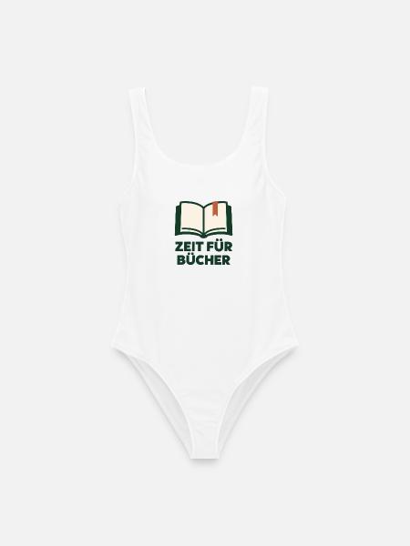 Zeit für Bücher - Buchmotiv mit Text - Frauen Badeanzug - Weiß