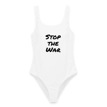 Stop the war - Frauen Badeanzug - Weiß - Vorne - AI Model Female 172 dark (172cm)