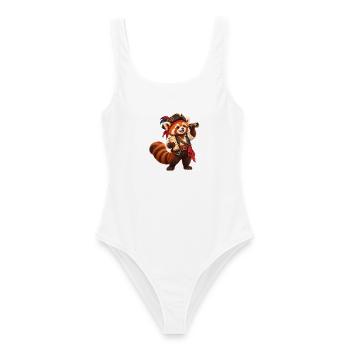Pirat Roter Panda mit Schatzkarte - Frauen Badeanzug - Weiß - Vorne - AI Model Female 172 dark (172cm)