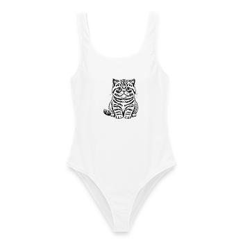 Britisch Kurzhaar Katze Tigerkatze Katzenshirt  - Frauen Badeanzug - Weiß - Vorne - AI Model Female 172 dark (172cm)