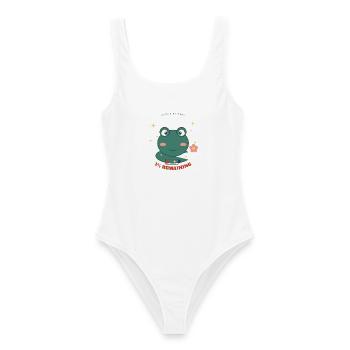 Kleiner Frosch 1% Verbleibend - Frauen Badeanzug - Weiß - Vorne - AI Model Female 172 dark (172cm)