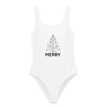 MERRY Chrismas - Weihnachtsbaum Minimalistisch - Frauen Badeanzug - Weiß - Vorne - AI Model Female 172 dark (172cm)