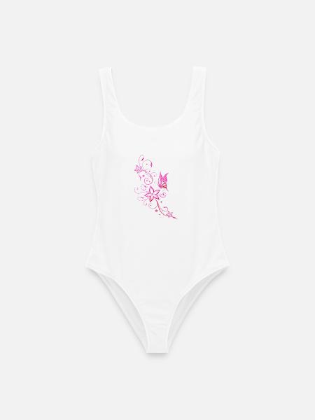 Sommer Blumen Blumenranke Schmetterling Pink - Frauen Badeanzug - Weiß