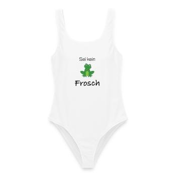 Sei kein Frosch - Frauen Badeanzug - Weiß - Vorne - AI Model Female 172 dark (172cm)