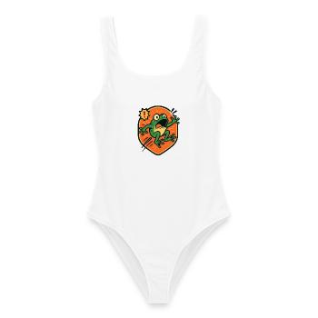 Badge Panic Frog - Maillot de bain femme - blanc - Devant - AI Model Female 172 dark (172cm)