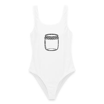 Jam Jar Gliederung - Frauen Badeanzug - Weiß - Vorne - AI Model Female 172 dark (172cm)