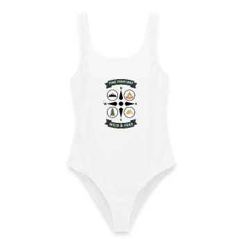 Find Your Way Compass Vintage-Wanderabzeichen - Frauen Badeanzug - Weiß - Vorne - AI Model Female 172 dark (172cm)
